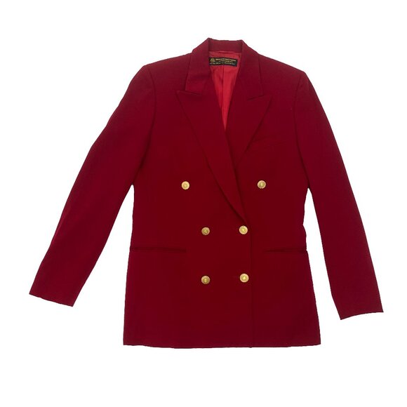Brooks Brothers Jackets & Blazers - Vtg Brooks Brothers Women Red Wool Double Breasted Gold Button Blazer Jacket S 4